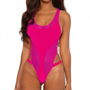 Neon Pink Orange Bodysuit One Piece Swimsuit 2020 Sexy Sport Monokini Push Up Padded High Cut Bathing Suit Women Swimwear S-L